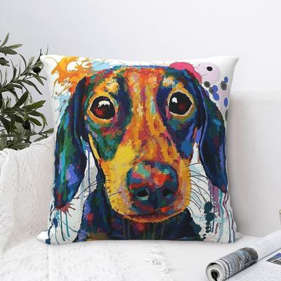 Dachshund Dog Art Throw Pillow Cover Polyester Throw Pillow Wiener Sausage Doxie 4545cm Pillowcase