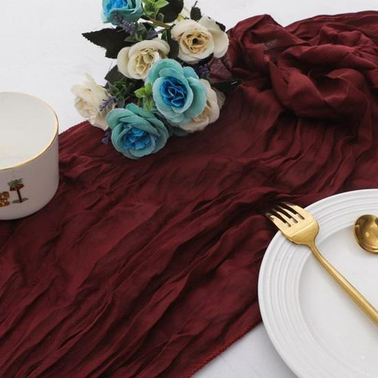 Bohemian Dreamy Bali Yarn Crepe Pleated Table Runner Tablecloth