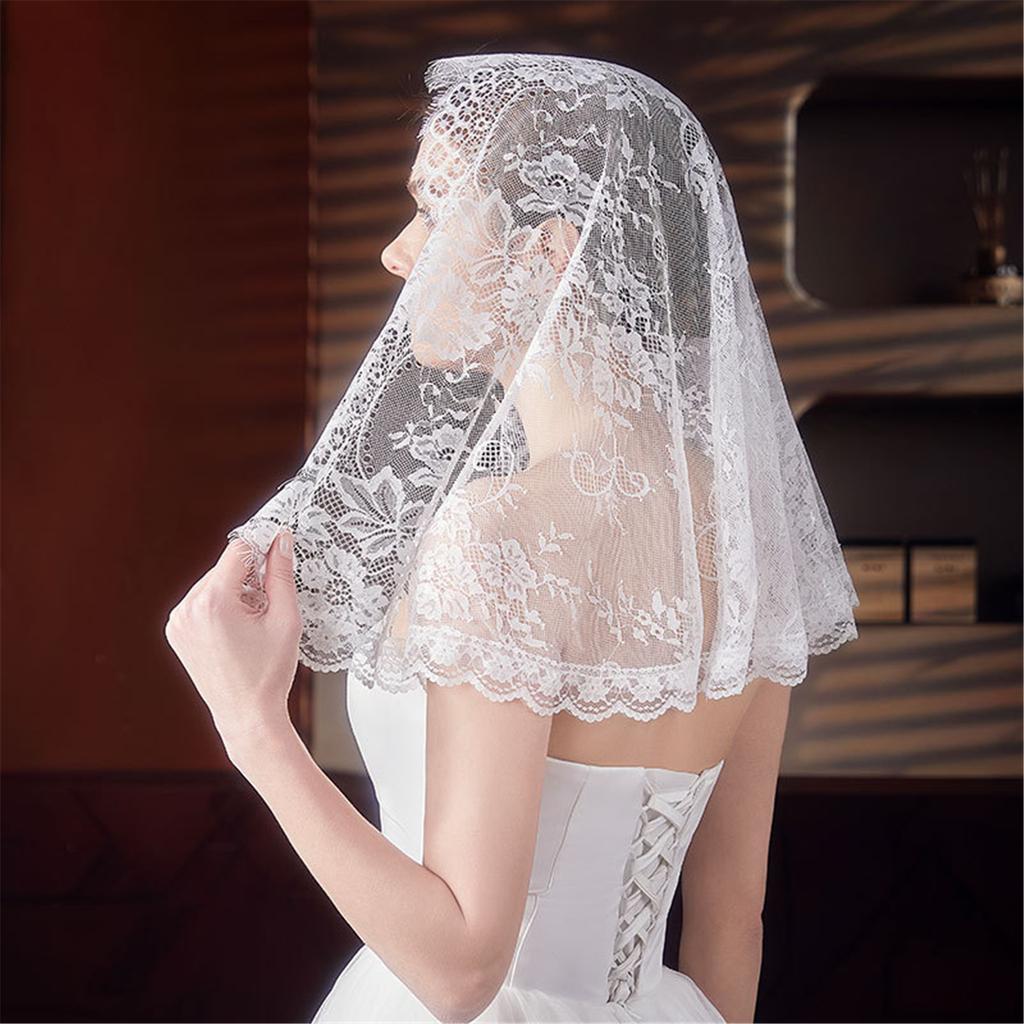 Lace Church Head Veil Latin Mass Head Scarf Head Covering Bridal Shower Headwrap for Religious Event and Party Gathering