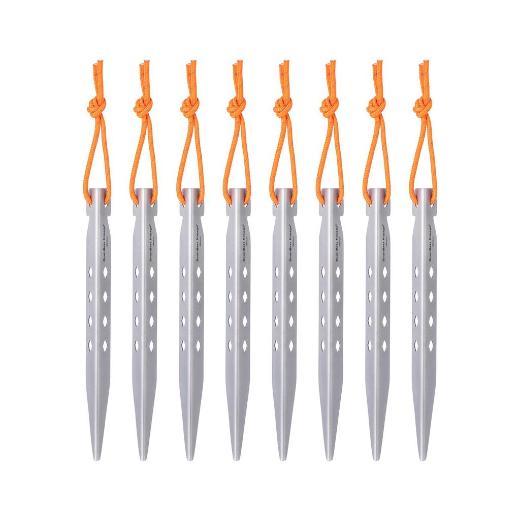 Boundless Voyage Titanium Alloy Set of 8 with Reflective and Durable Camping Stakes for Tents and Solid Stakes for Solo and Outdoor Camping of 8