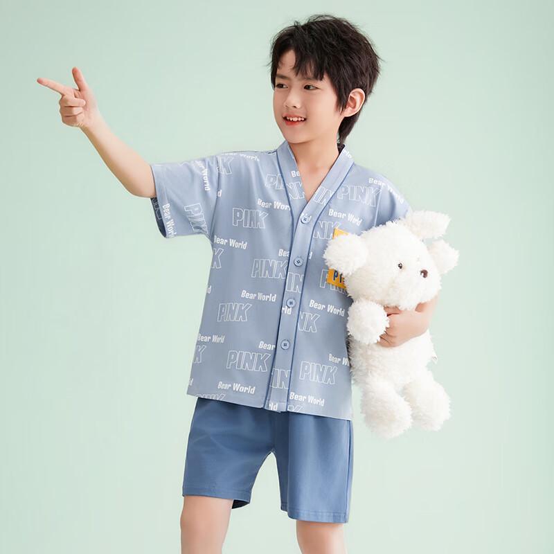Fenteng Boys' Cartoon V-Neck Short Sleeve Home Wear Set