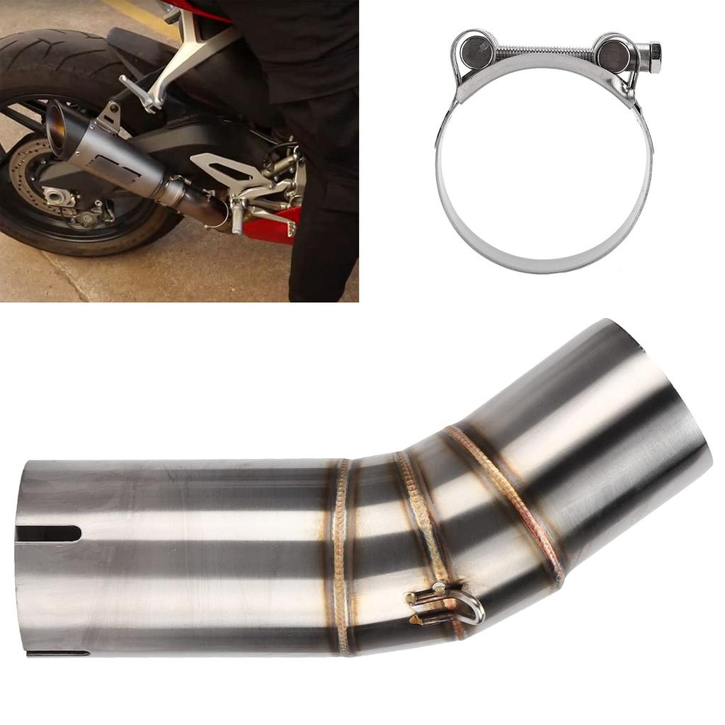 Motorcycle Middle Link Tube, Stainless Steel Exhaust Mid Pipe for Upgrade 60.5mm