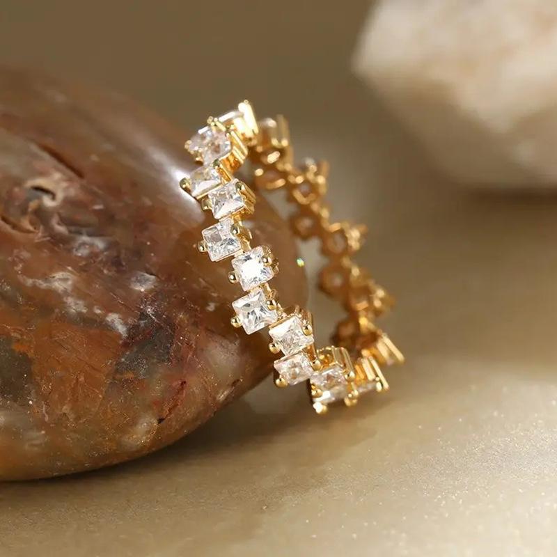 Lindon Klassischer Zirkonring aus Kupferlegierung, Damenschmuck, Hochzeitsversprechen, Partygeschenk