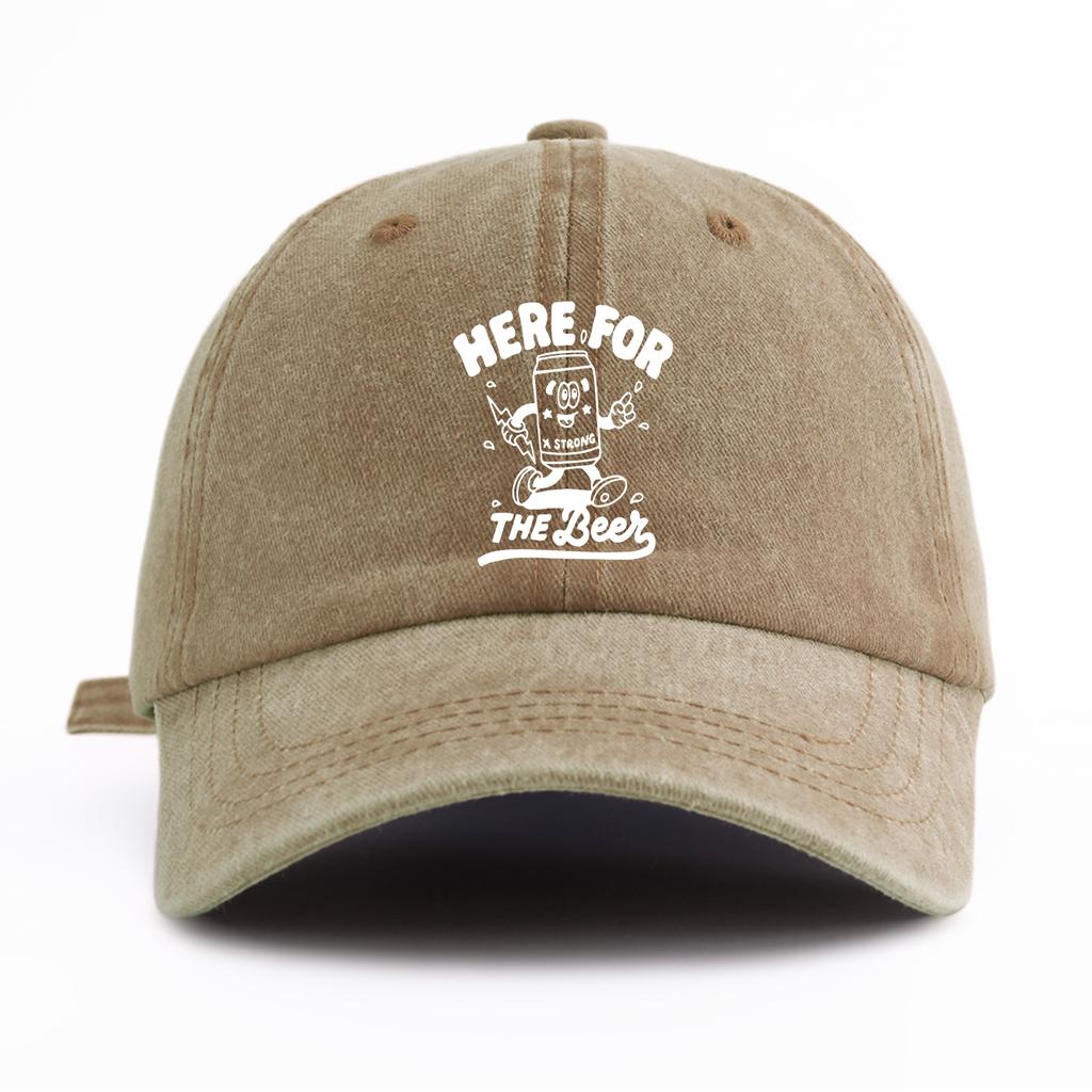 1pc THE BEER Print Washed Baseball Cap for Adults,Minimalist Retro Style Casual Soft Adjustable Dad Hat,Perfect As Gift