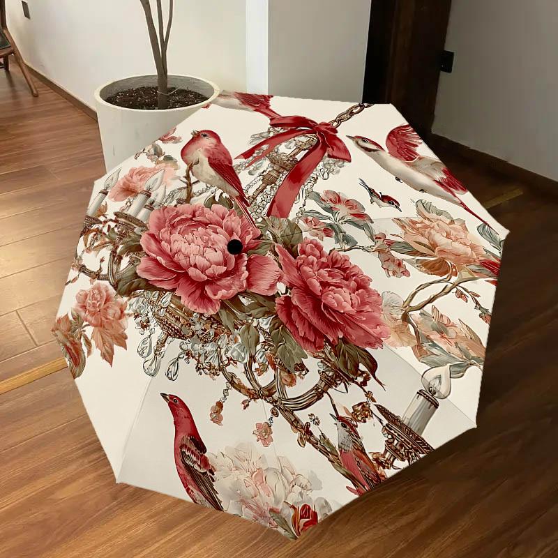 1PC Chandelier Flowers Umbrella-8-Rib Reinforced, Automatic Open, Lightweight & Durable, Cute Fashion Accessory for Outdoor-P65