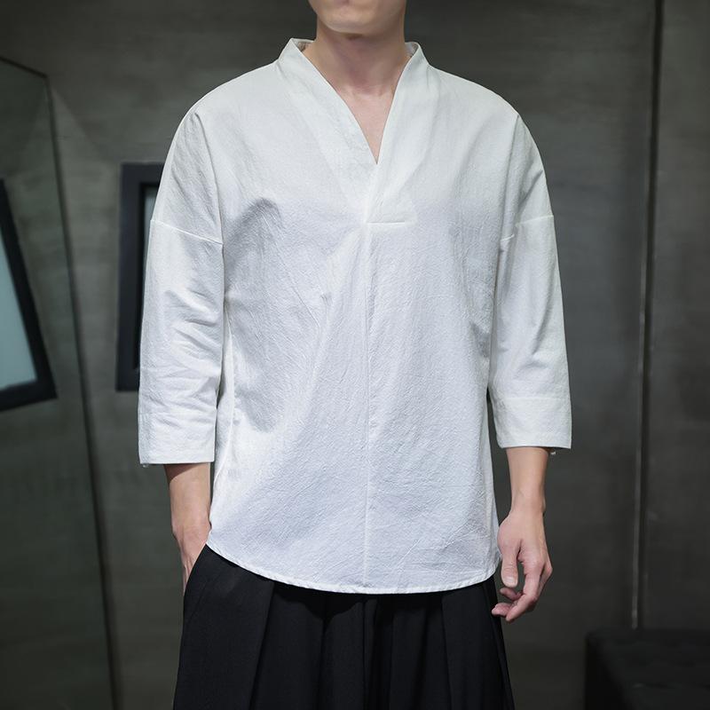 Men Loose Solid V Neck Casual