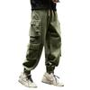 Men's American Trendy Multi-Pocket Loose Cargo Joggers - Military Green Parachute Pants, Casual Retro Style for Autumn.