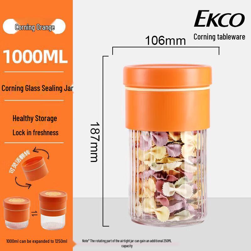 EKCO Corning 1000ml Airtight Glass Food Storage Jar