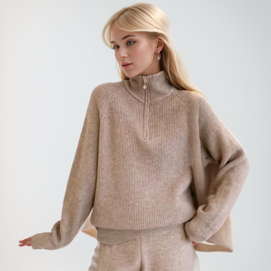 DIMANAF 2024 Осень Женские свитера Зимние пуловеры Топы Женские водолазки на молнии — фото 3