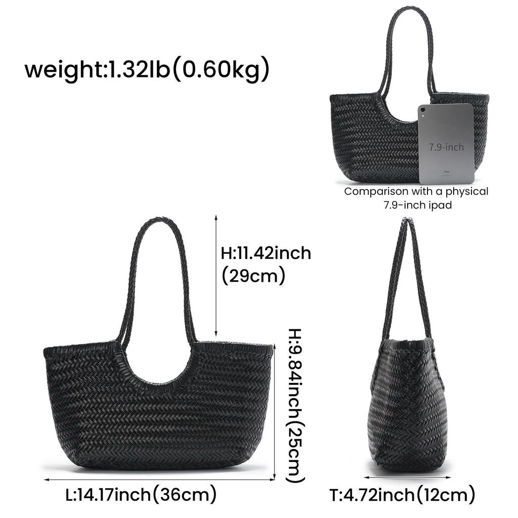 JOGUJOS Genuine Leather Retro Underarm Tote Bag for Women