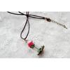 The Little Prince Rose Glass Bottle Necklace With Alloy Pendant And Leather Chain For Women