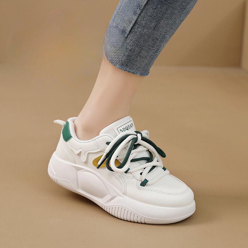 Fashion Women Platform Sneakers Color Block Thick Sole Lace Up Shoes Height Increasing Fashion Casual Comfort Running Shoes