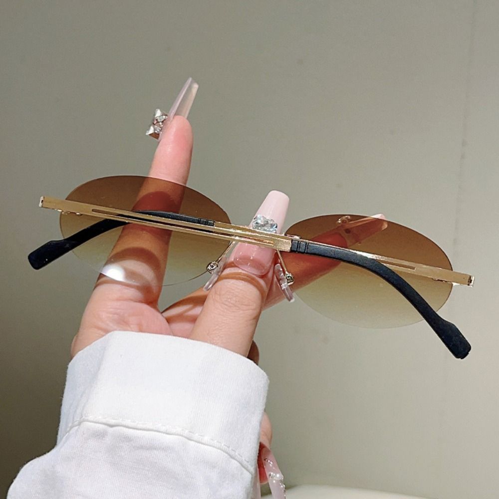 Metal Frameless Sunglasses Vintage Trendy Fashion Sunglasses UV Protection Sunglasses  Women
