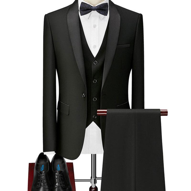 Men's Slim Fit One-Button Three-Piece Wedding Tuxedo Suit
