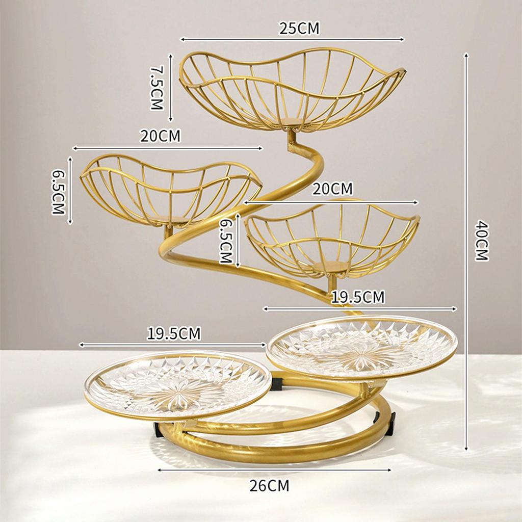5 Tier Fruit Basket Bowl Large Capacity Wrought Iron Fruit Stand for Kitchen