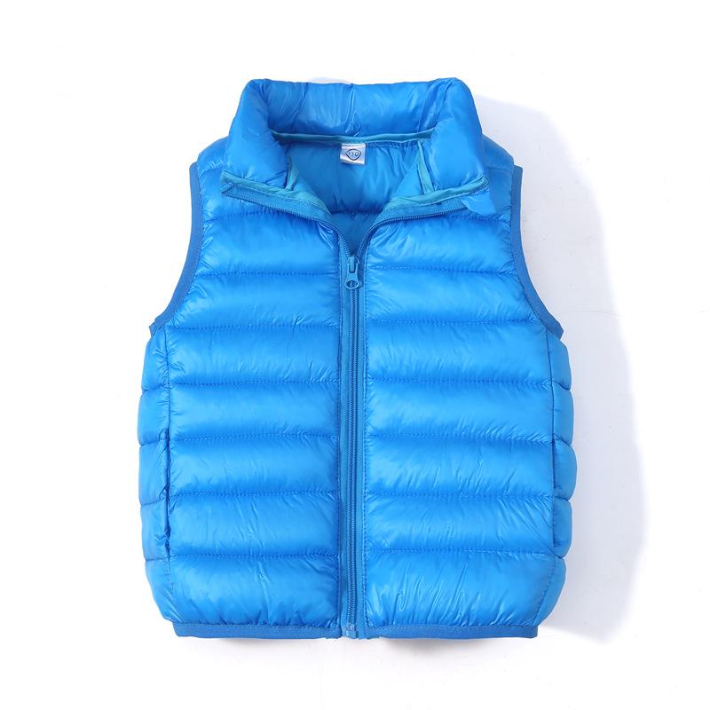 Children's Korean Style Lightweight Down Cotton Vest, 2025 Autumn/Winter Stand-up Collar Warm Gilet for Boys and Girls