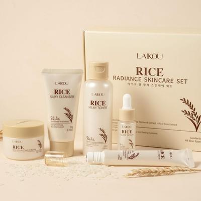 Set de Cuidado de la Piel Radiance de Arroz Hidratar Humectar Reafirmante Atenuar Líneas Finas Suavizante Limpiador Tónico Sérum Crema de Ojos Crema Esencia Set