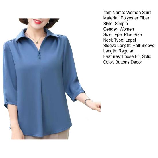 Yousheng Damska Koszula Zapinana na Guziki Klapa Pół Rękawa Pulowerowe Bluzki Jednolity Kolor Luźny Krój Oddychająca Lekka Koszula Do Noszenia na Co Dzień