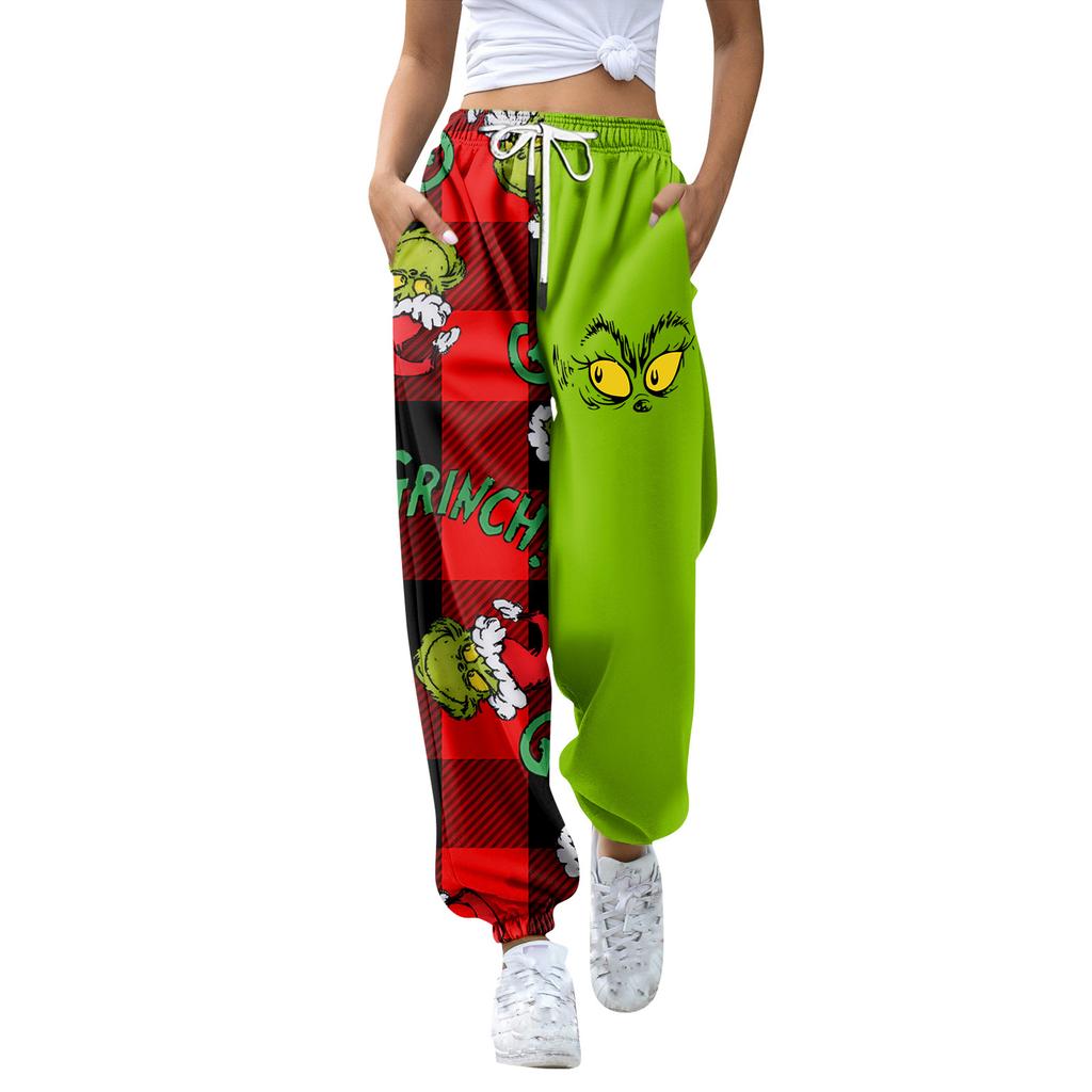Women's Fashion Christmas Loose Drawstring Waist Solid Color Casual Sweatpants Pants
