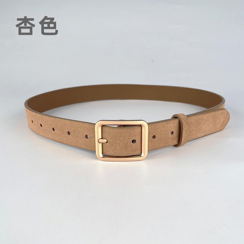 Frosted Suede Leather, Genuine Leather Women'S Belt, Cowhide Retro Simple With Casual Pants, Jeans Belt 2.3