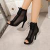 Fashion Women Sandals Lace-up Peep Toe Casual Mesh High Heels Shoes for Women New Fashion Cross Strap Sexy High Heels Sandals Woman