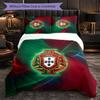 Portugal Fußball Muster 3-teiliges Bettwäsche-Set Weiche Mikrofaser Bettbezug mit Kissenbezügen für Schlafzimmer