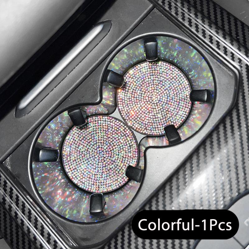 Multifunctional Car Diamond Coaster Water Cup Slot Non-Slip Mat Silica Pad Cup Holder Mat Auto Interior Decoration Accessories