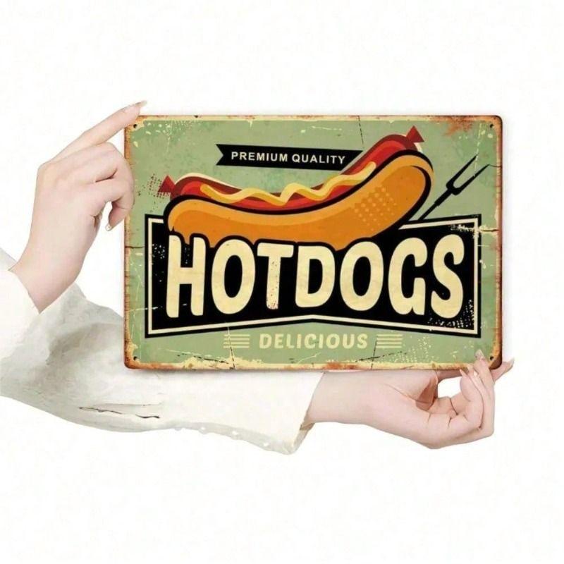 

Vintage Hot Dog Metal Wall Poster for Bar