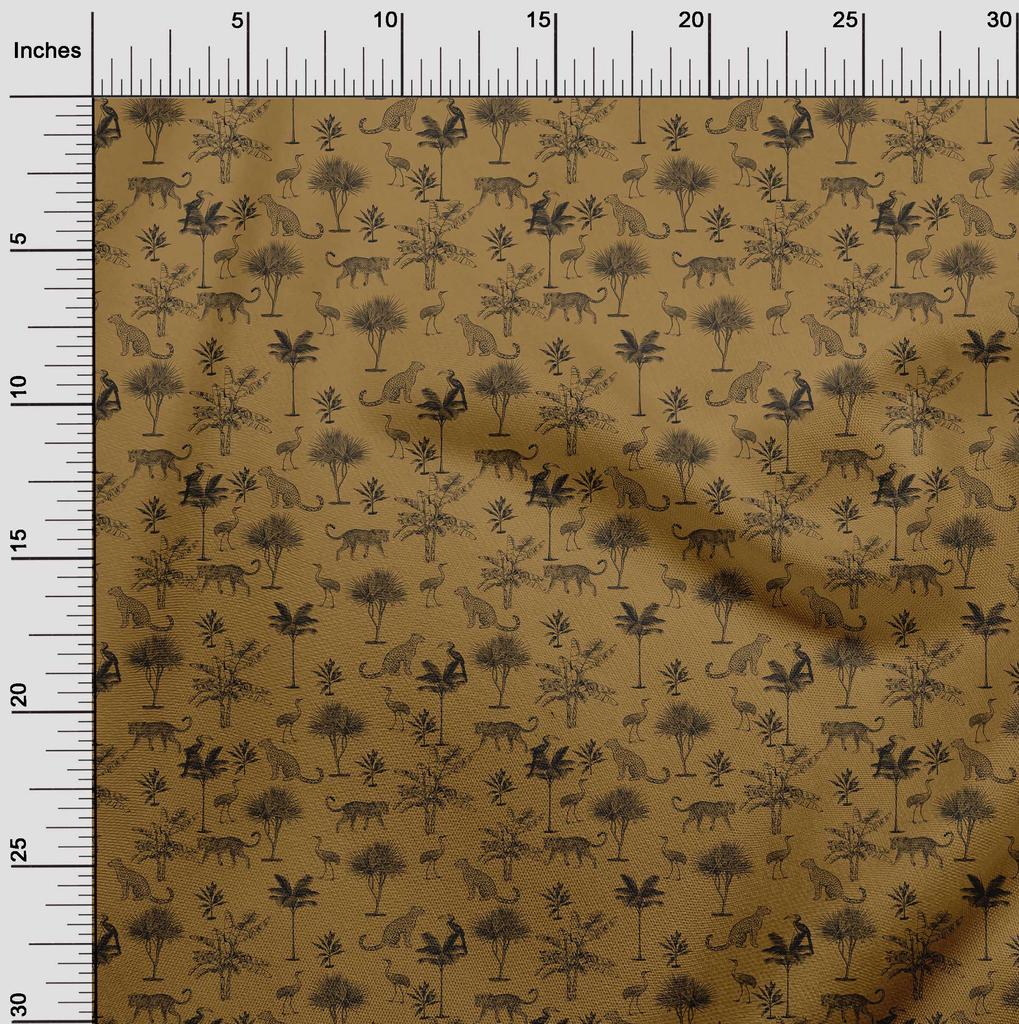oneOone Cotton Poplin Brown Fabric Tropical Leaf Diy Clothing Quilting Fabric Print Fabric By Yard 42 Inch