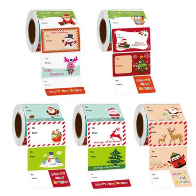 500Pcs Christmas Decorative Sticker 5x3.8cm Adhesive Wrapping Label for Seal Envelope Card Holiday Present Packaging