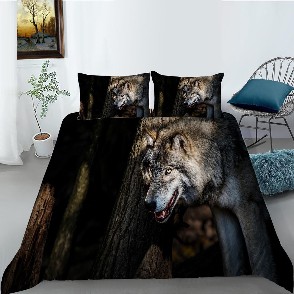 Shopify Can Wolf Series Bedding Two Or Three Pieces Polyester 3D Digital Printing