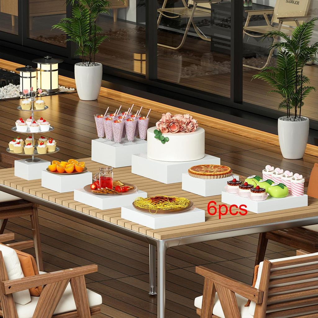 Cube Buffet Display Stand Hollow Food Riser White Nesting Riser Set for Catering Buffet and Collectibles