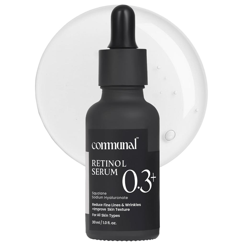Communal Retinol 0.3% Face Serum 30ml with Hyaluronic Acid & Squalane | Anti Aging Retinol Serum for Fine Lines, Wrinkles & Uneven Texture | Hydrat