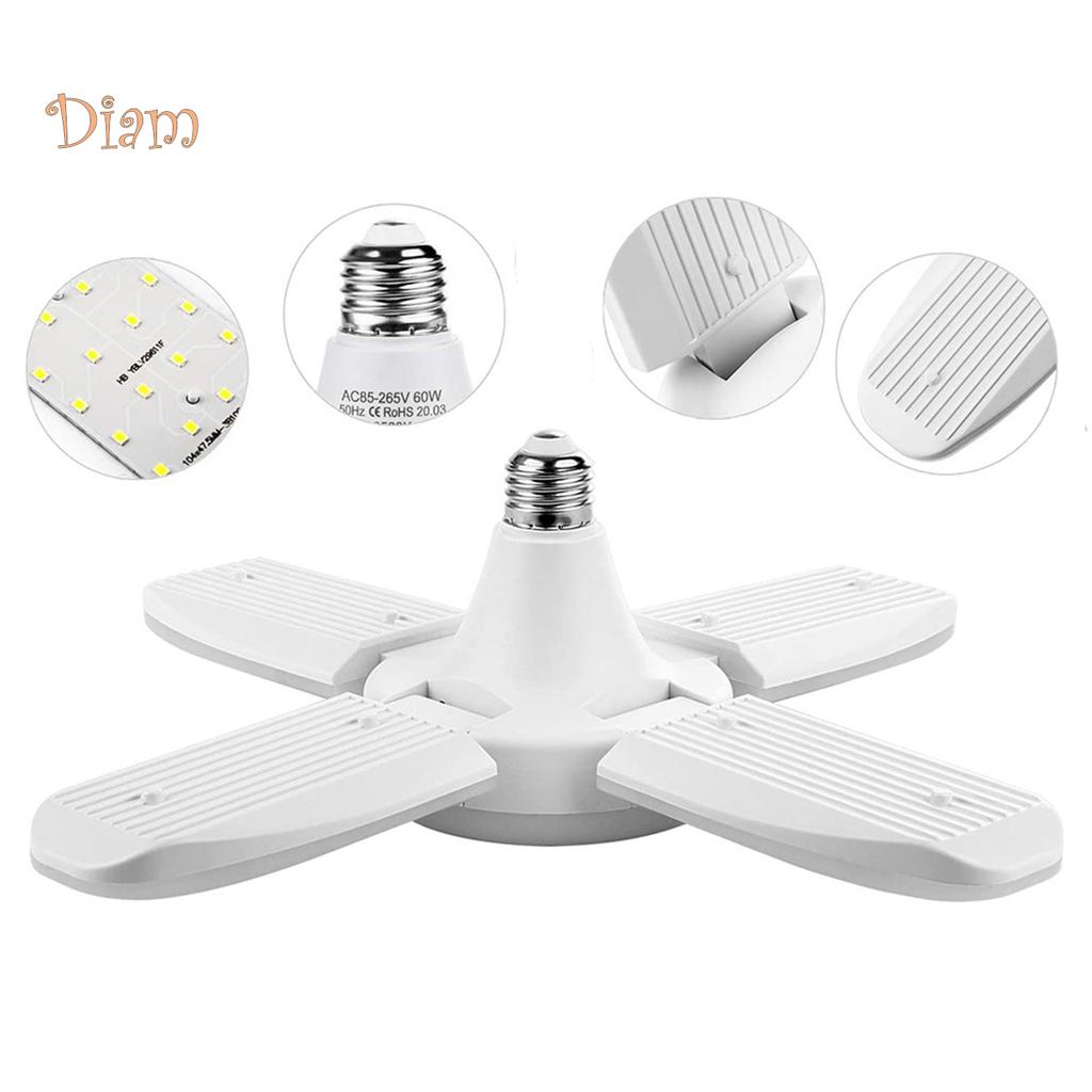 TDStore Foldable Garage Light Three-Leaf Fan Blade LED Bulb Adjustable Ceiling Lamp