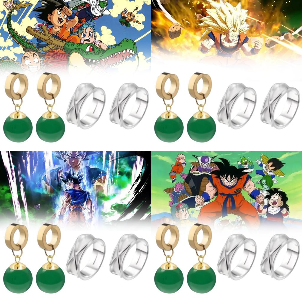 Collezione di Gioielli di Dragon Ball Super Goku Black Con Orecchini e Anello Per Appassionati di Anime