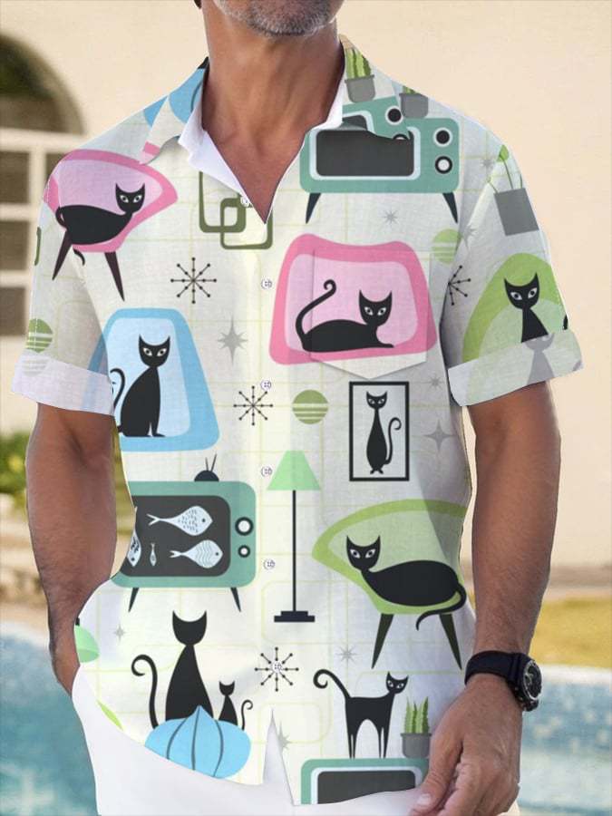 New Fashion Spring and Summer Leisure Gradual Change Color Printed Hawaiian Shirt Men's Vacation Seaside Trade Manufacturers