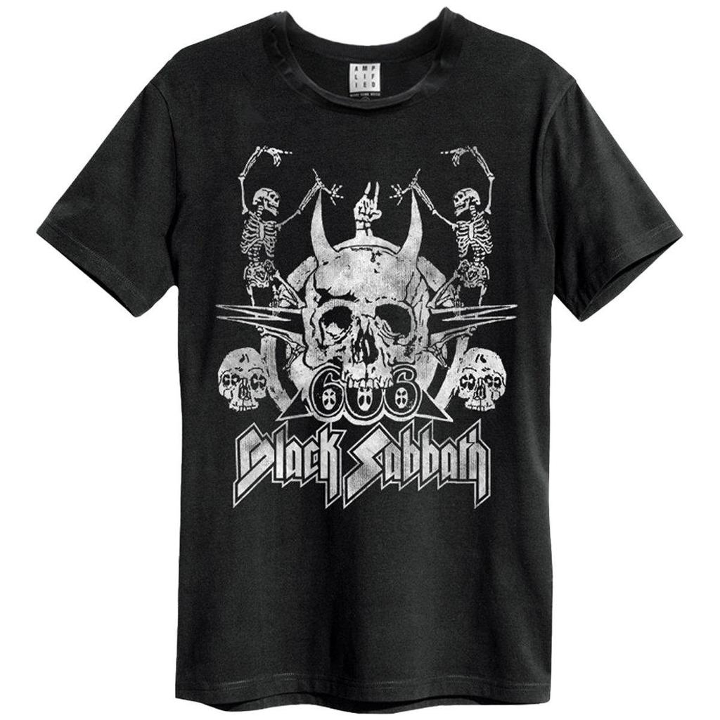 Amplified Unisex Adult Dancing Skulls Black Sabbath T-Shirt