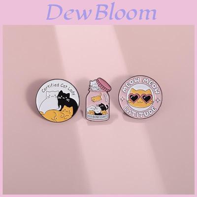 Adorable Cartoon Cat Brooches With Colorful Metal Badges For Trendy Bag Accessories