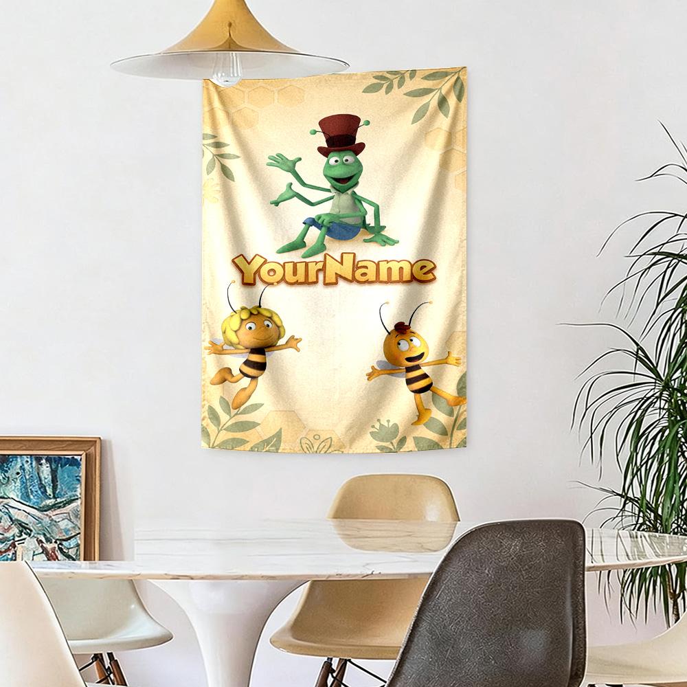Biene Maja Custom Your Name Wall Decor Tapestry Art For Pet Memorial Birthdaywedding Party Backdrop Family Gift