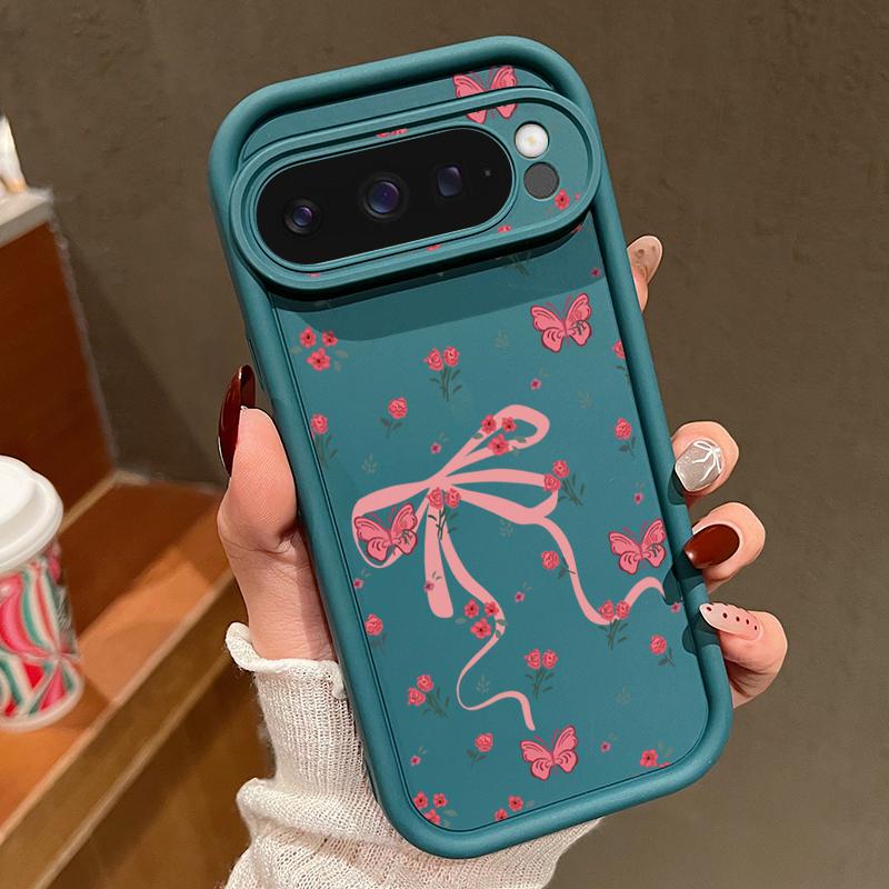 

Для Google Pixel 9 Pro XL 8A 8 Pro 7A чехол с бантом и цветочным принтом TPU противоударный матовый мягкий силиконовый защитный чехол для линз телефона Google Pixel 8 Pro синий