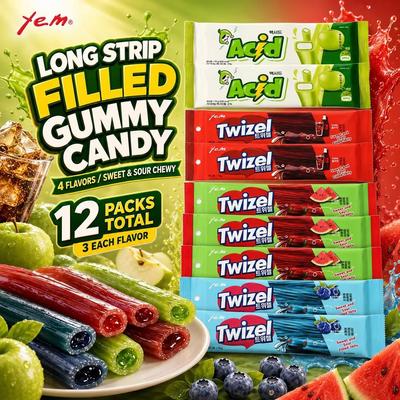 Caramelos Rellenos YEM 70g, 4 sabores | Sabor Relleno Dulce y Rico, Textura Masticable, Snack Conveniente