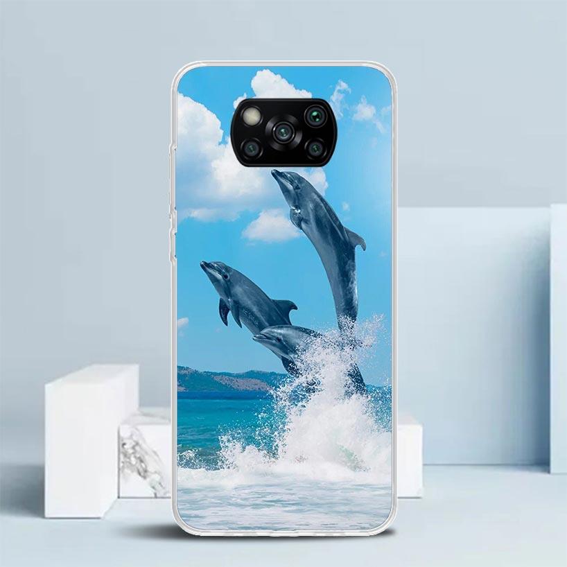 Ocean Animal Cute Dolphin Phone Case For Xiaomi Poco F7 Ultra X5 X6 X7 Pro M7 Redmi 15C 15 13C 13 12C 12 10C 10 10A 9 9C 9A 9T C