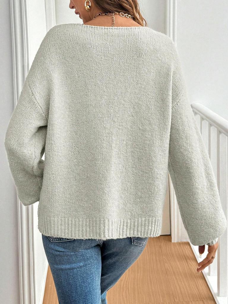 2024 Loose Cardigan Sweater - Solid Color, Tie-up, Casual Style