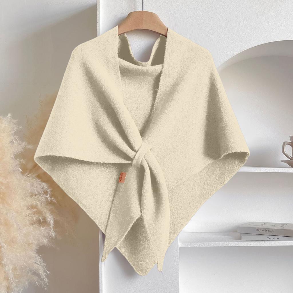 Damen Modischer Strickschal Wolle Offener Kragen Schultertop Schal