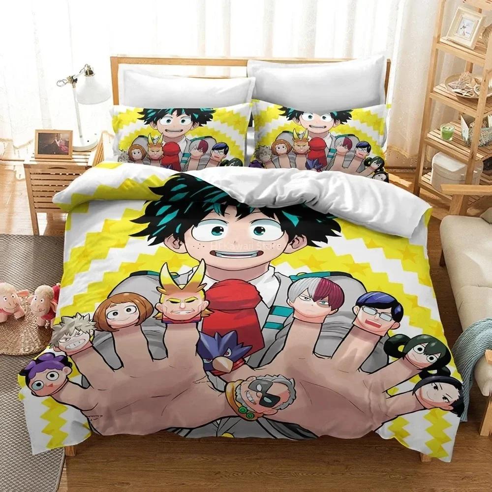Design Popular 3D My Hero Academia Comfortable Duvet Quilt Cover Pillowcase Bedding Set Children Bedroom Decoration Home Textile