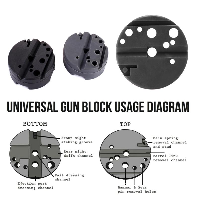 2Pieces Bench Block Non-Slip Guns Armorers Block Non Marring Universal for M1911 Guns Other Handguns Working Table