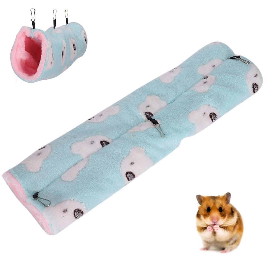 Kleines Haustiertunnel-Baumwollnest aus Plüsch, weiches Hamster-Hängekanalhaus(Grüner kleiner Bär)L