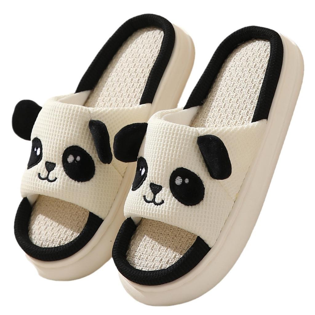 Papuci de Casă Drăguți Panda Patru Anotimpuri PVC cu Talpă Moale pentru Cuplu, Desen Animat, Bumbac In