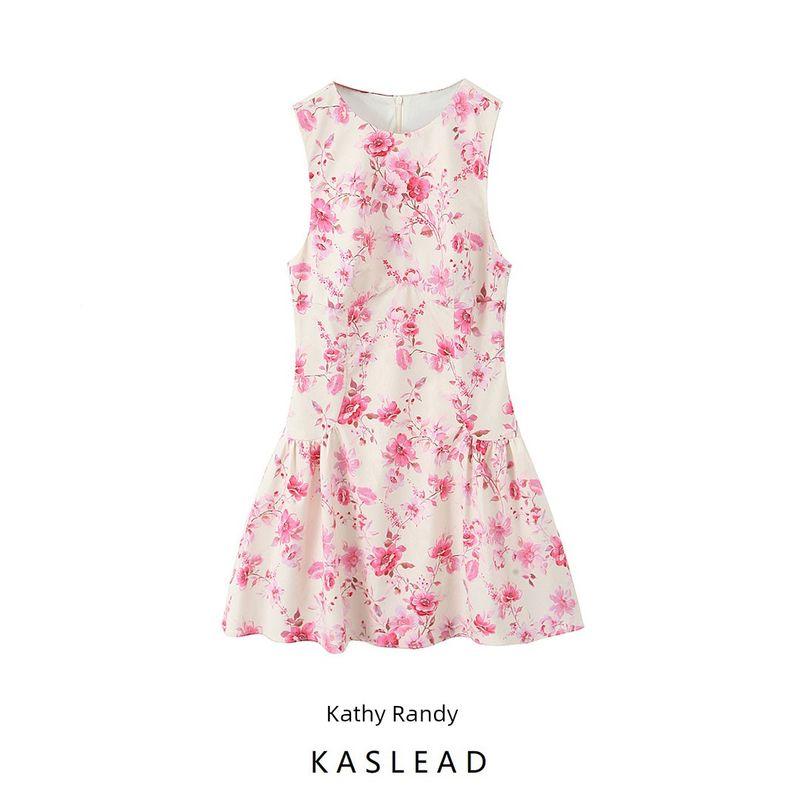 Kaslead New Arrival Women's Clothing Fashion Style Poplin Flower Print Jumpsuit Dress 2542026