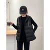 Autumn Knitted Patchwork Sleeveless Down Vest Women Drawstring Hooded Warm Lightweight Down Gilet
